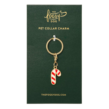 Candy Cane Dog Collar Charm, Double-Sided Hard Enamel