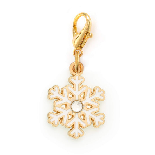 Enamel Snowflake Dog Collar Charm, Double-Sided