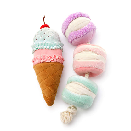 Interactive Snuffle Dog Toy Set with Ice Cream & Macarons