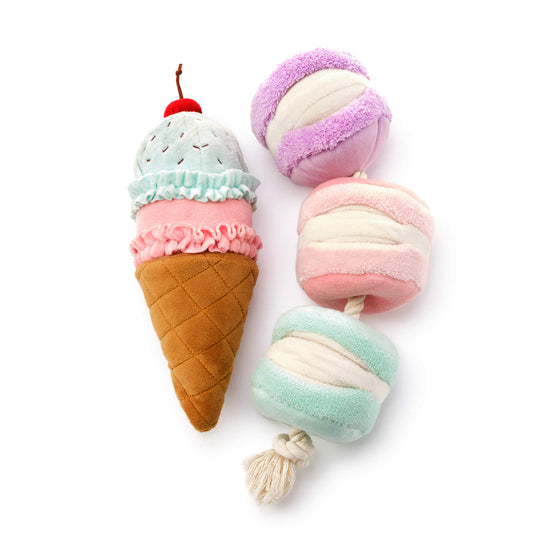 Interactive Snuffle Dog Toy Set with Ice Cream & Macarons