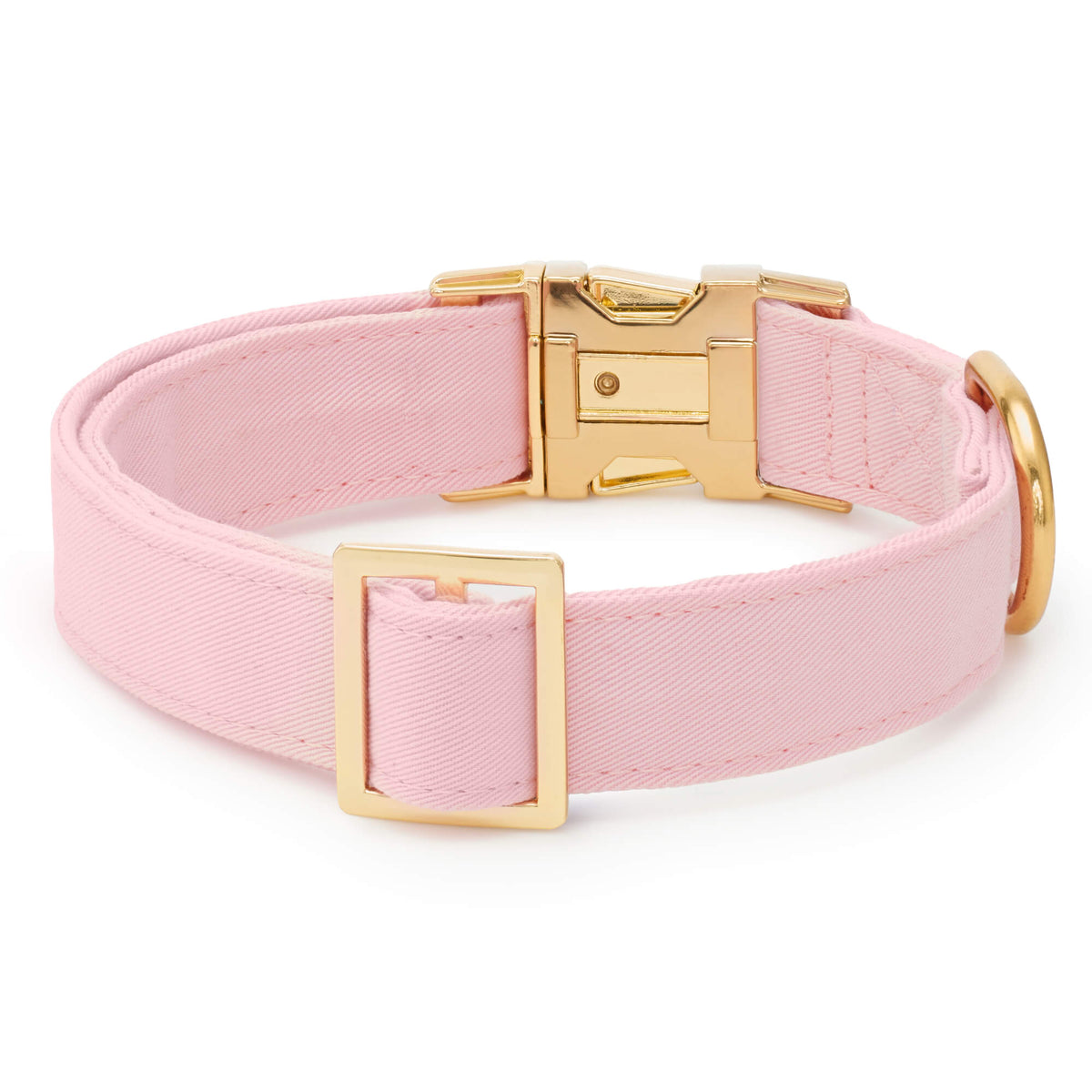 Blush Pink Cotton Dog Collar with Gold Hardware