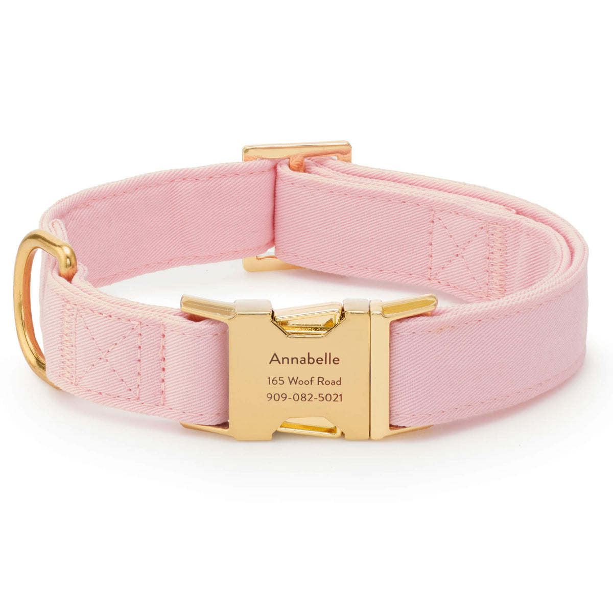 Blush Pink Cotton Dog Collar with Gold Hardware