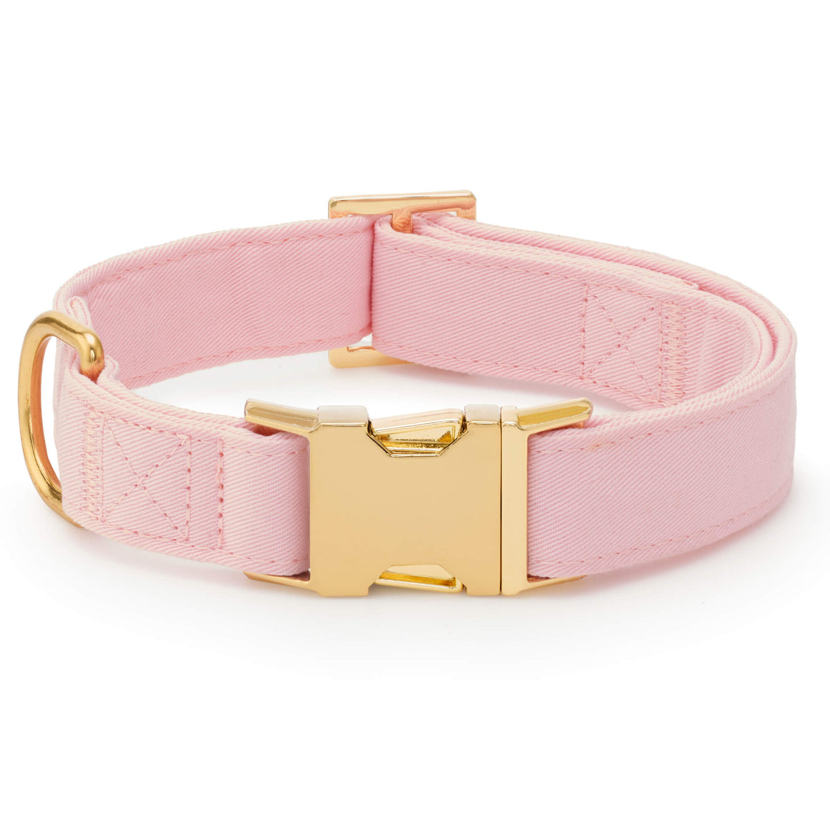 Blush Pink Cotton Dog Collar with Gold Hardware