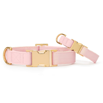 Blush Pink Cotton Dog Collar with Gold Hardware