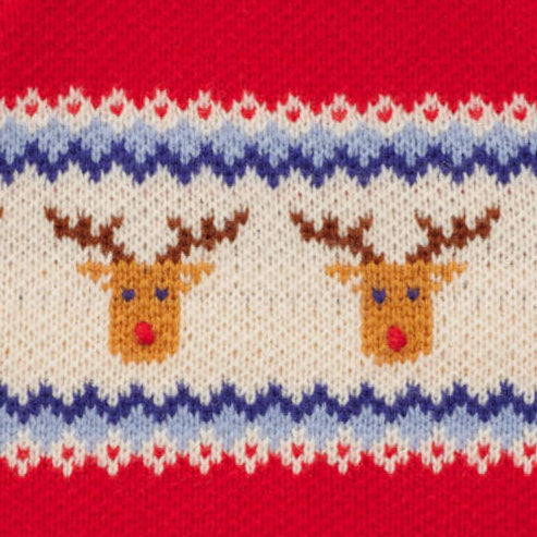 Red Reindeer Fair Isle Knit Dog Sweater, Turtleneck Pullover