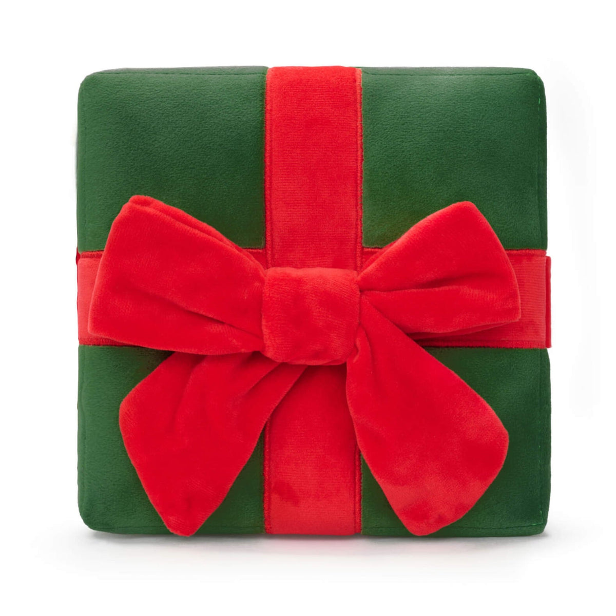 Green & Red Holiday Present Bounce Toy with Squeaker Ball for Dogs