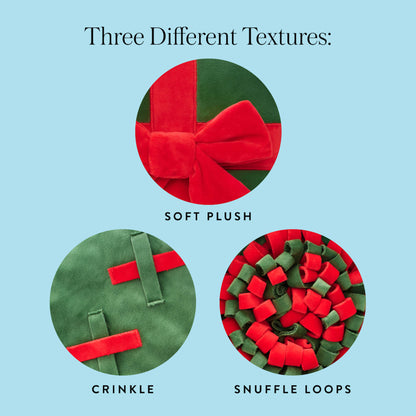 Green & Red Holiday Present Bounce Toy with Squeaker Ball for Dogs