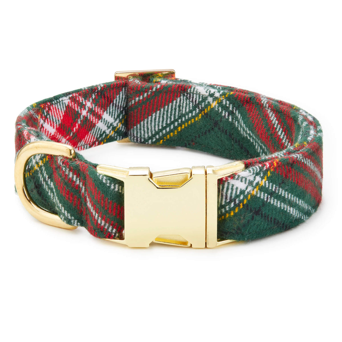 Red & Green Plaid Flannel Dog Collar with Lady Bow