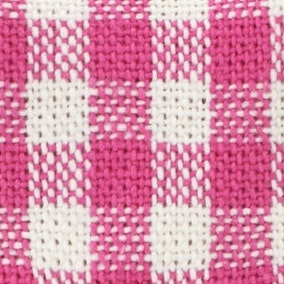 Hot Pink Gingham Cotton Dog Collar with Gold Hardware