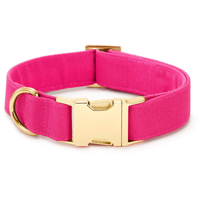 Hot Pink Peony Dog Collar with Removable Flower