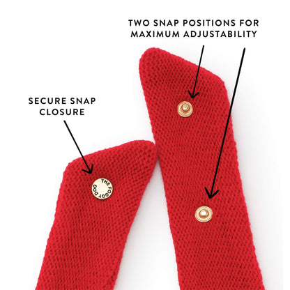 Red Cable Knit Dog Bandana with Snap Closure