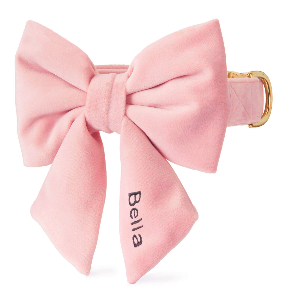 Blush Pink Velvet Dog Collar with Removable Lady Bow