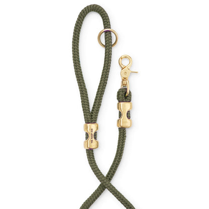 Olive Green Braided Marine Rope Dog Leash, 5 ft