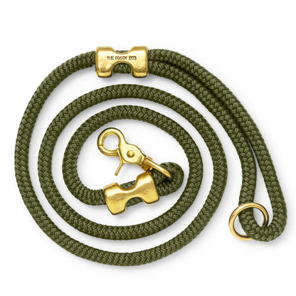 Olive Green Braided Marine Rope Dog Leash, 5 ft