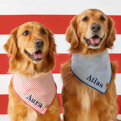 Red Stripe Cotton Canvas Triangle Tie Dog Bandana