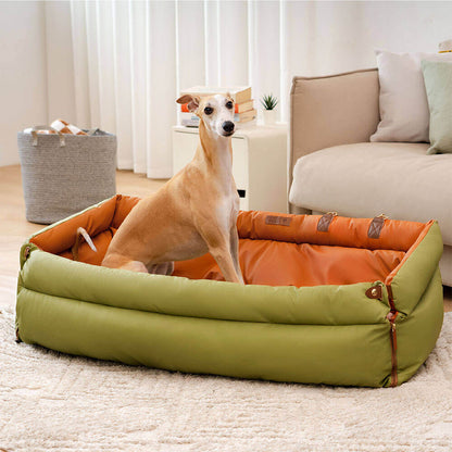 Extra Large Faux Leather Dog Car Seat Booster Bed, Dual-Sided