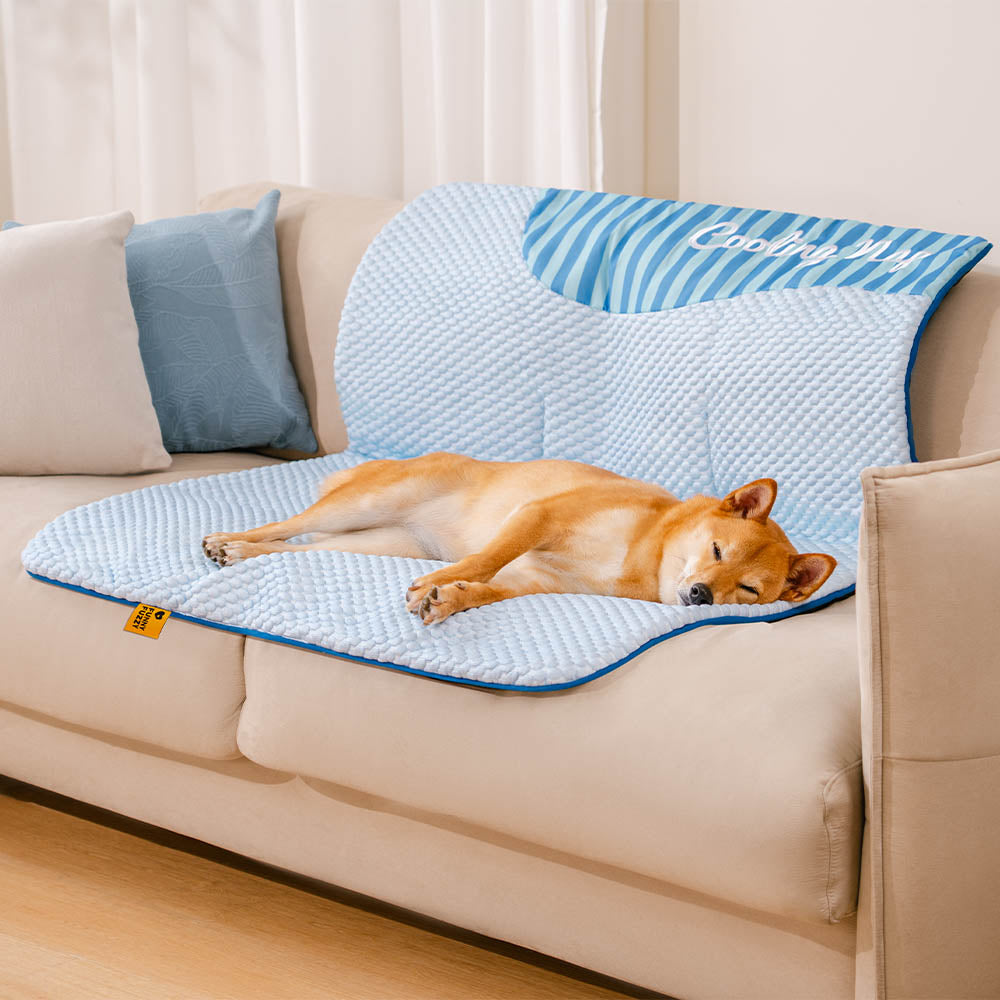 Large Cooling Dog Mat, Washable and Non-Slip, Blue Pink Grey Yellow