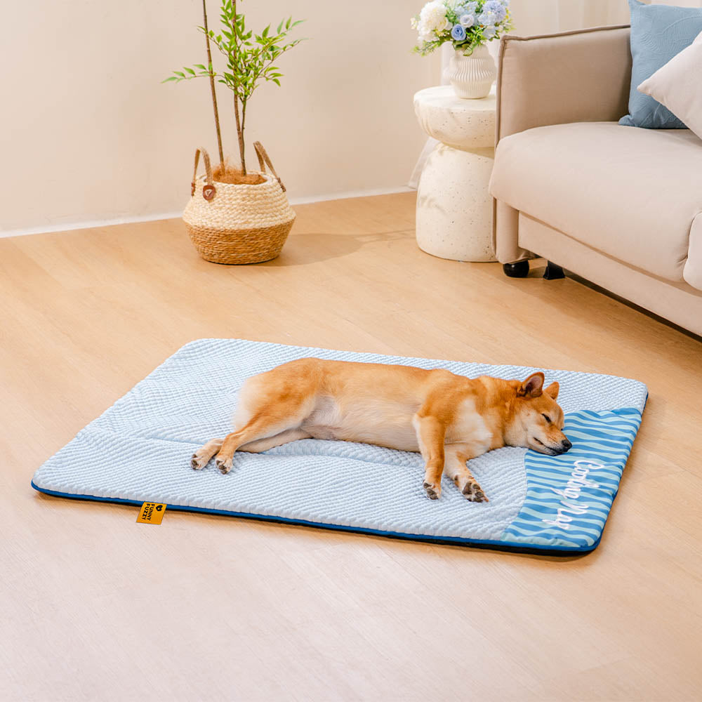 Large Cooling Dog Mat, Washable and Non-Slip, Blue Pink Grey Yellow