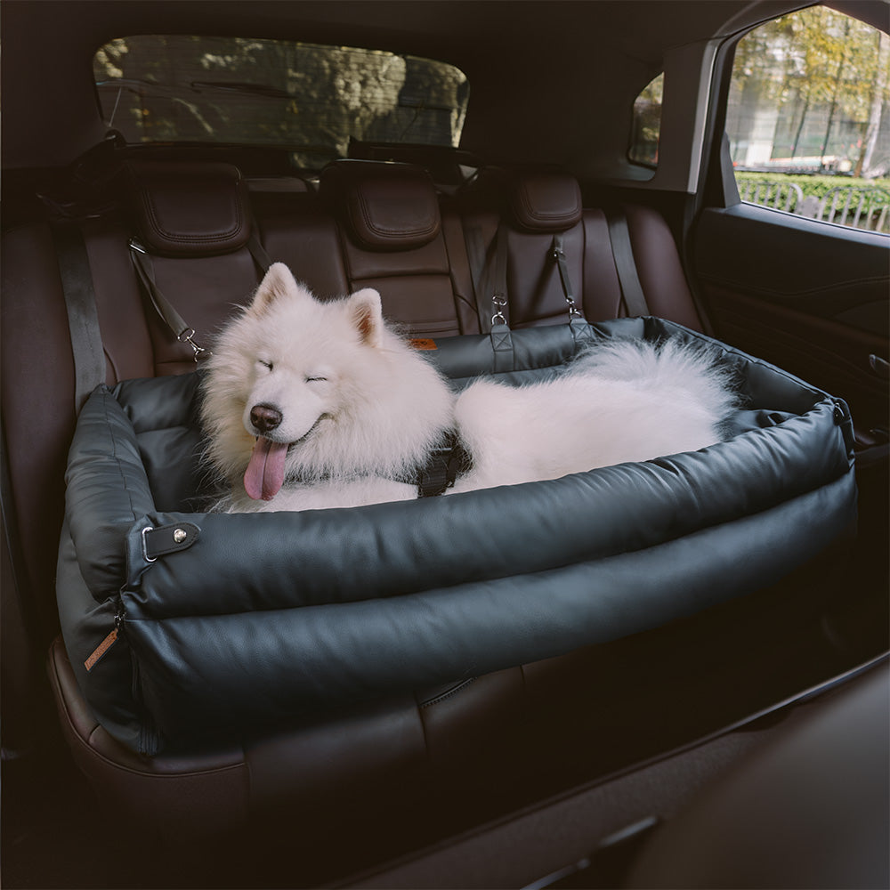 Extra Large Faux Leather Dog Car Seat Booster Bed, Dual-Sided