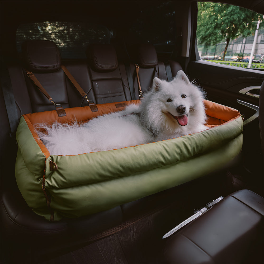Extra Large Faux Leather Dog Car Seat Booster Bed, Dual-Sided
