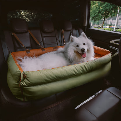 Extra Large Faux Leather Dog Car Seat Booster Bed, Dual-Sided