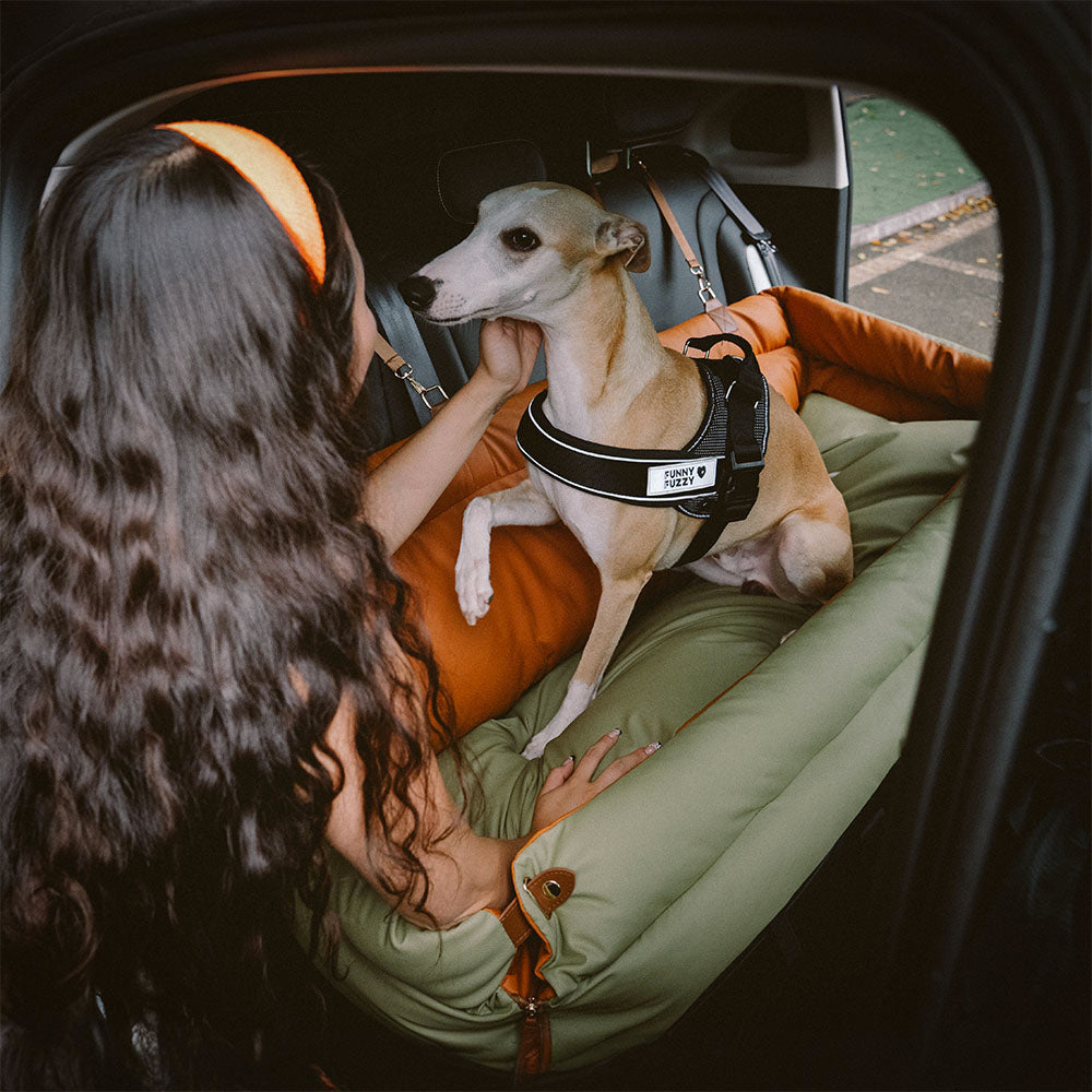Extra Large Faux Leather Dog Car Seat Booster Bed, Dual-Sided