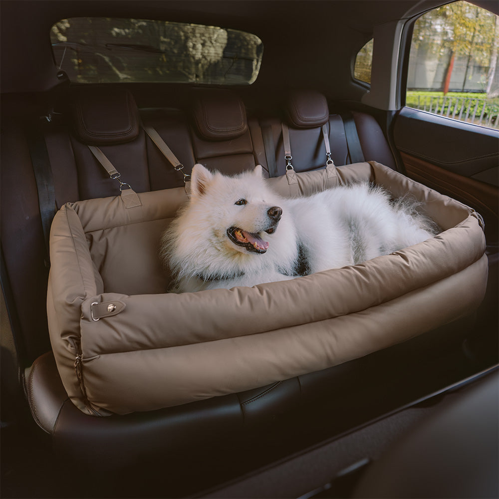 Extra Large Faux Leather Dog Car Seat Booster Bed, Dual-Sided