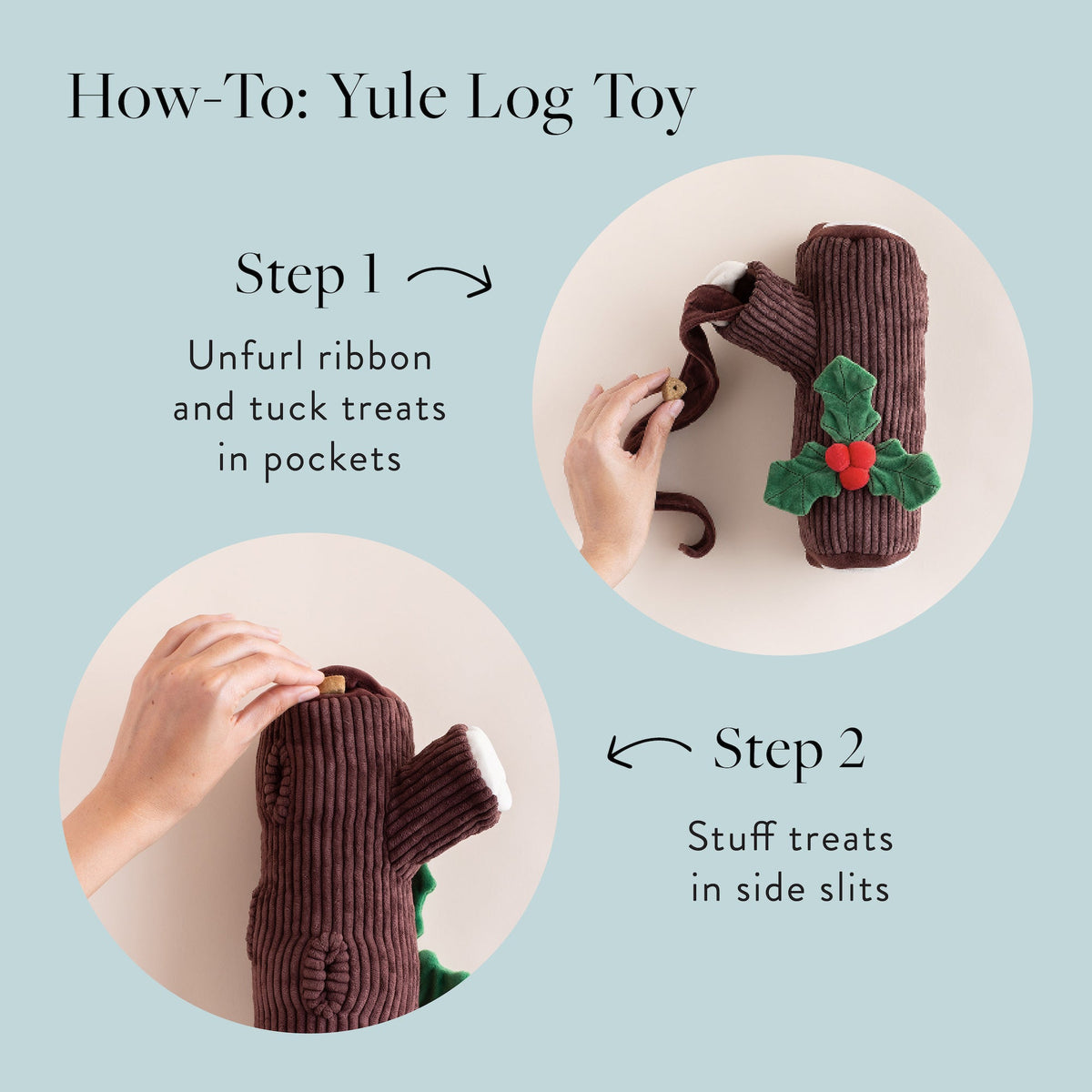 Yule Log Snuffle Dog Toy with Hidden Treat Pockets