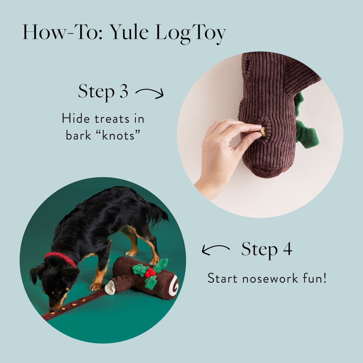 Yule Log Snuffle Dog Toy with Hidden Treat Pockets