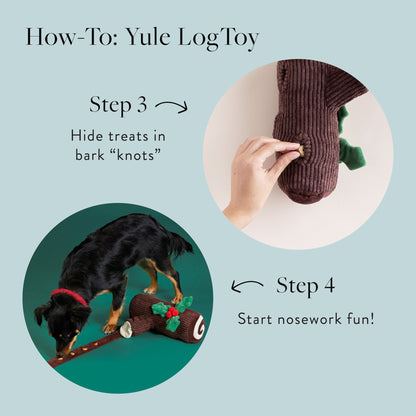 Yule Log Snuffle Dog Toy with Hidden Treat Pockets