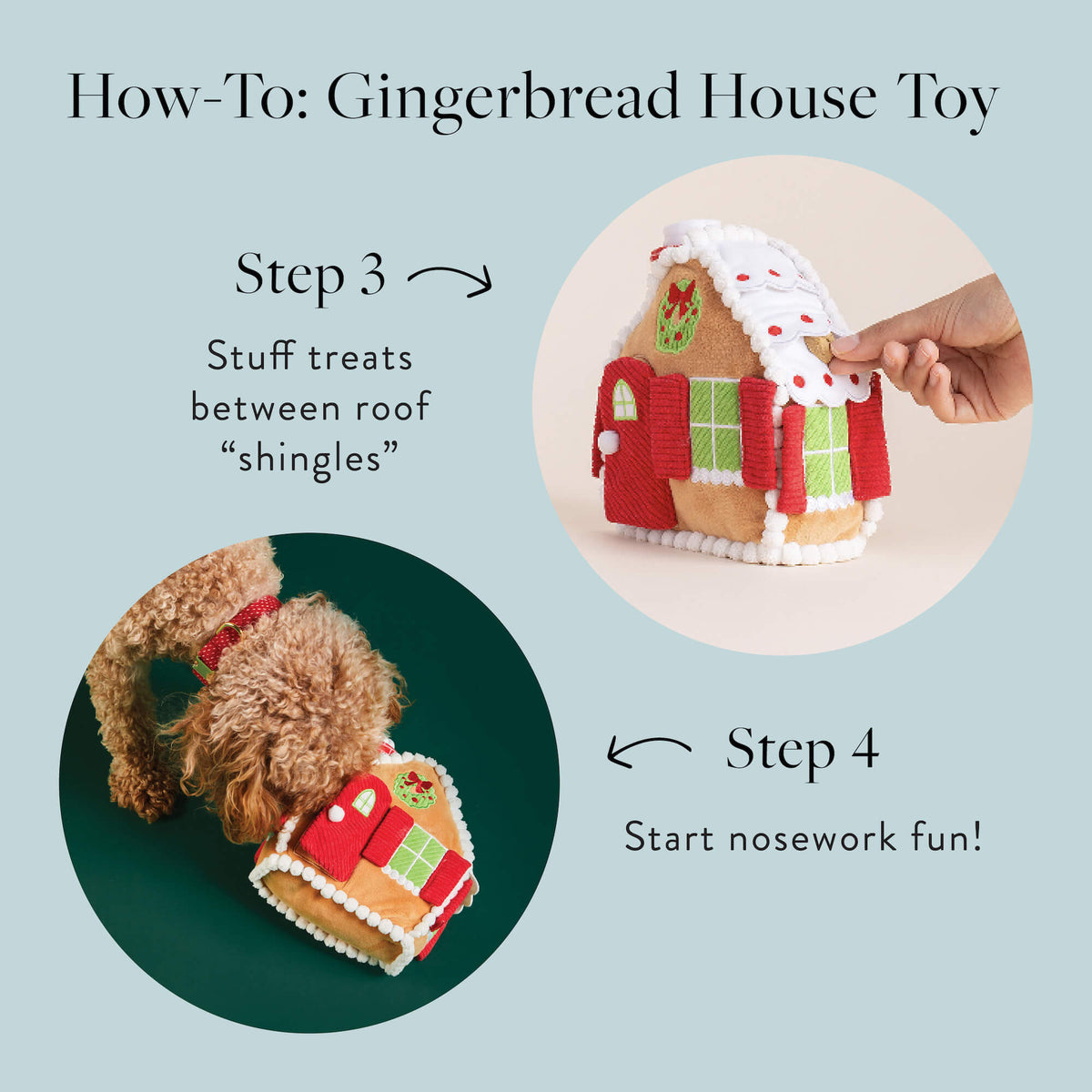 Gingerbread House & Yule Log Interactive Snuffle Toy Set