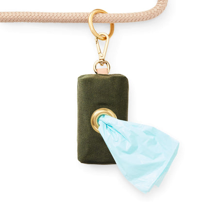 Olive Waxed Canvas Dog Waste Bag Holder with Brass Zipper