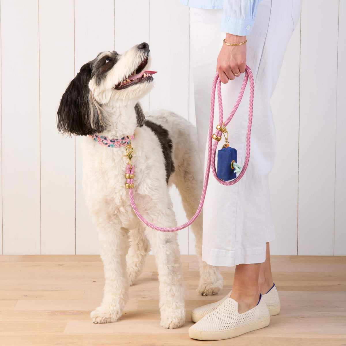 Pink Marine Rope Dog Leash with O-Ring, 5 ft