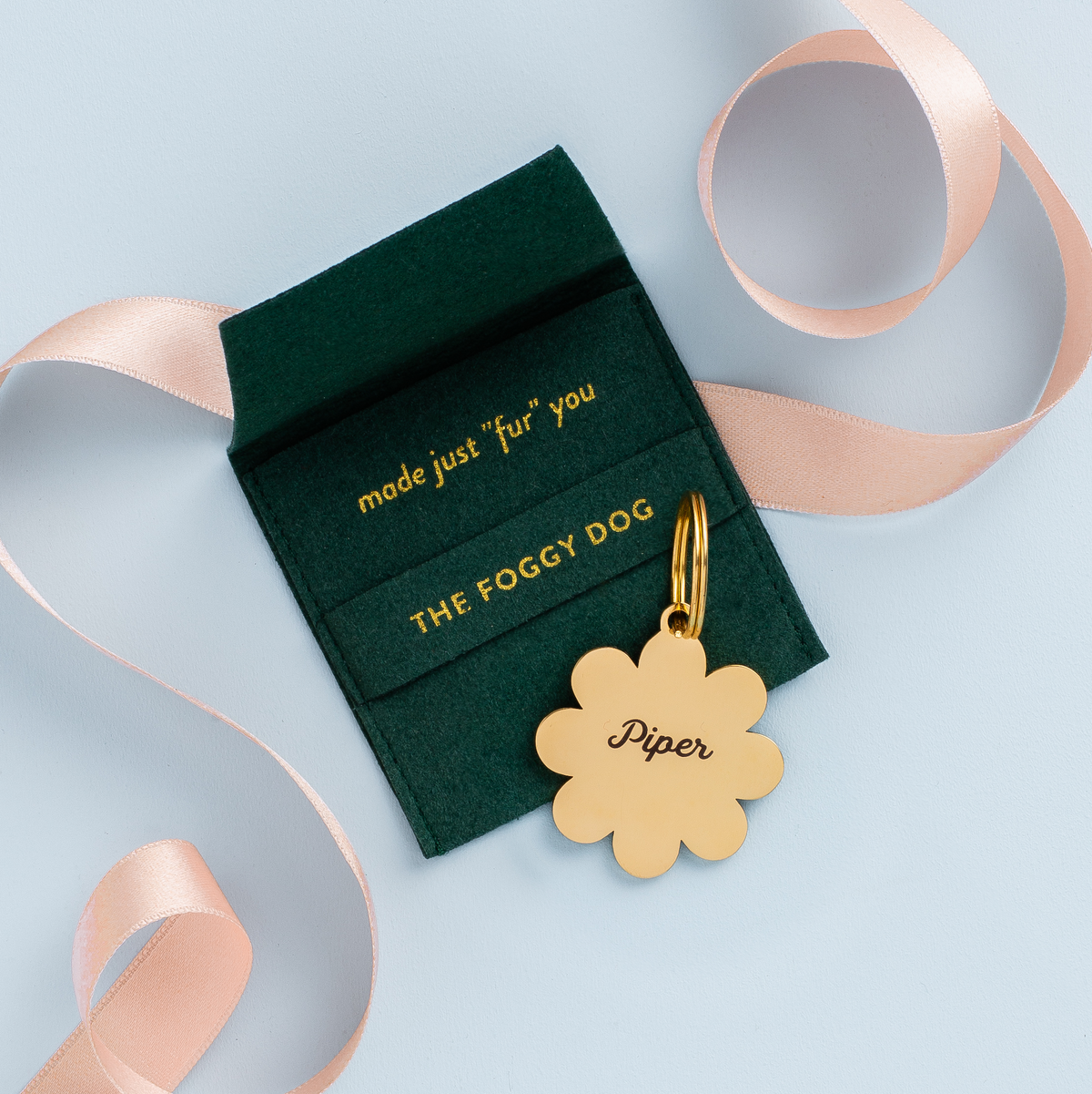 Flower Shaped Pet ID Tag in Gold-Tone Stainless Steel
