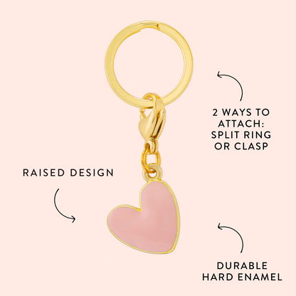 Pink Heart Dog Collar Charm, Gold Plated Stainless Steel