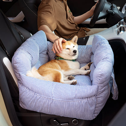 Padded Dog Car Seat Bed with Safety Leash and Bolsters