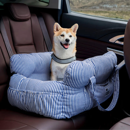 Padded Dog Car Seat Bed with Safety Leash and Bolsters