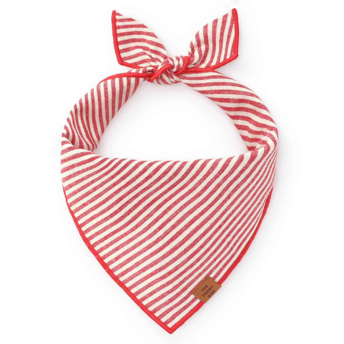 Red Stripe Cotton Canvas Triangle Tie Dog Bandana