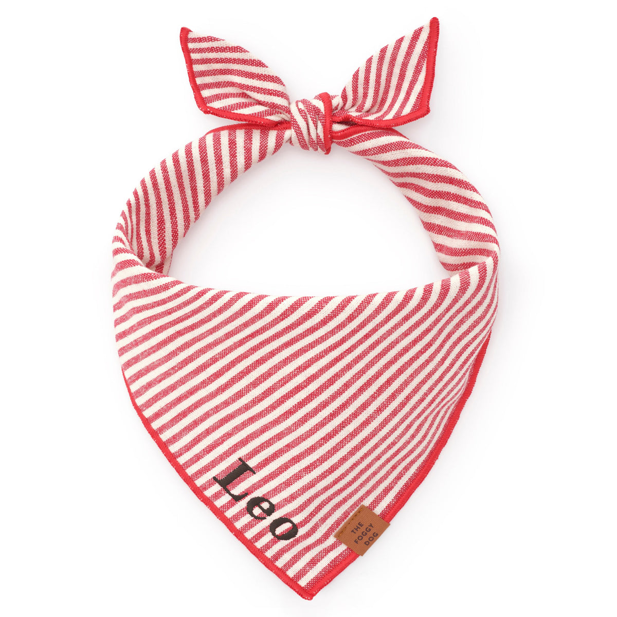 Red Stripe Cotton Canvas Triangle Tie Dog Bandana