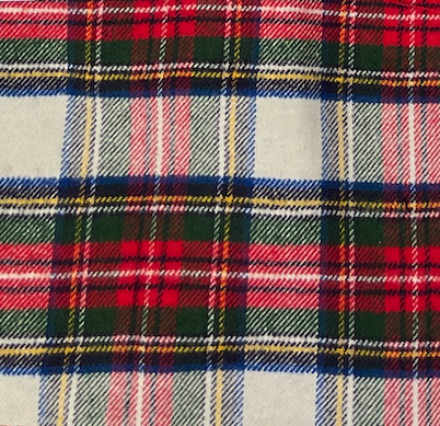 White, Green & Red Plaid Double-Layer Flannel Dog Bandana