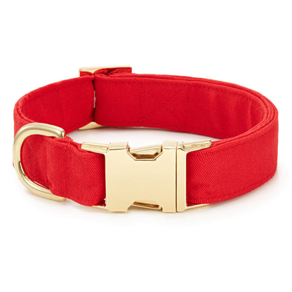 Ruby Red Cotton-Blend Dog Collar and Rope Leash Walk Set
