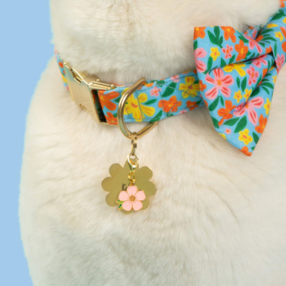 Flower Shaped Pet ID Tag in Gold-Tone Stainless Steel