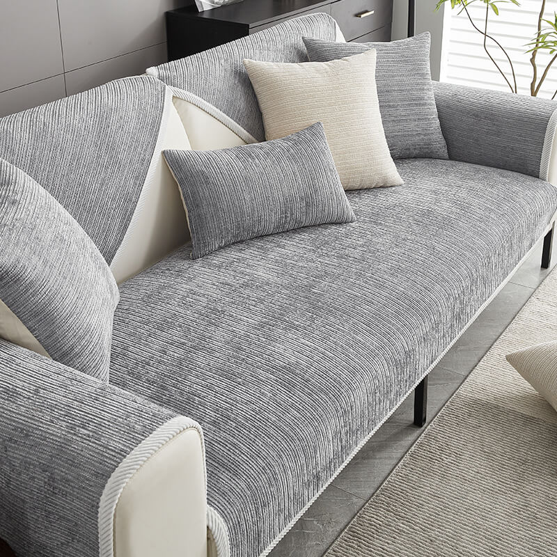Waterproof Chenille Couch Cover, Scratch Resistant, Non-Slip Back