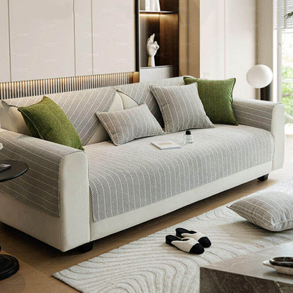Herringbone Chenille Couch Cover with Non-Slip Back, Scratch Resistant