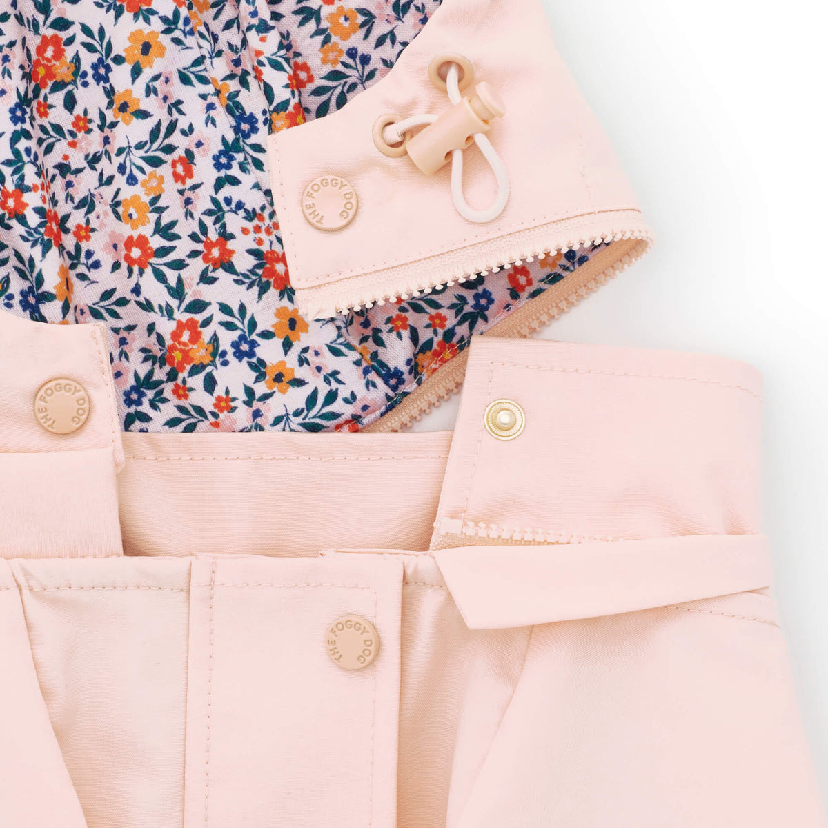 Peach Pink Waterproof Dog Raincoat with Removable Hood