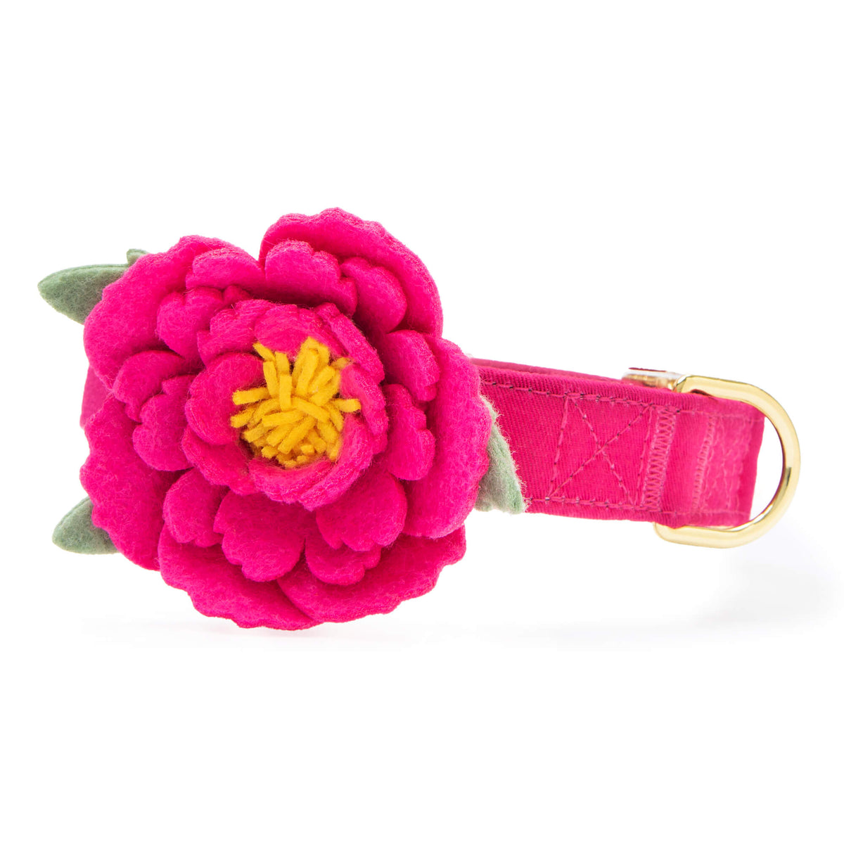 Hot Pink Peony Dog Collar with Removable Flower