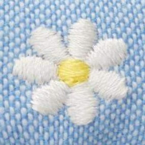 Light Blue Daisy Embroidered Cotton Dog Collar, Sizes XS to Large