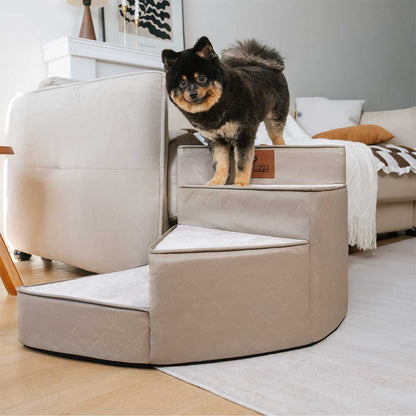Faux Leather Spiral Dog Stairs for Bed and Sofa, 2-4 Steps