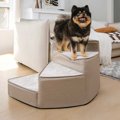 Faux Leather Spiral Dog Stairs for Bed and Sofa, 2-4 Steps