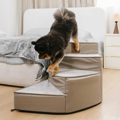 Faux Leather Spiral Dog Stairs for Bed and Sofa, 2-4 Steps